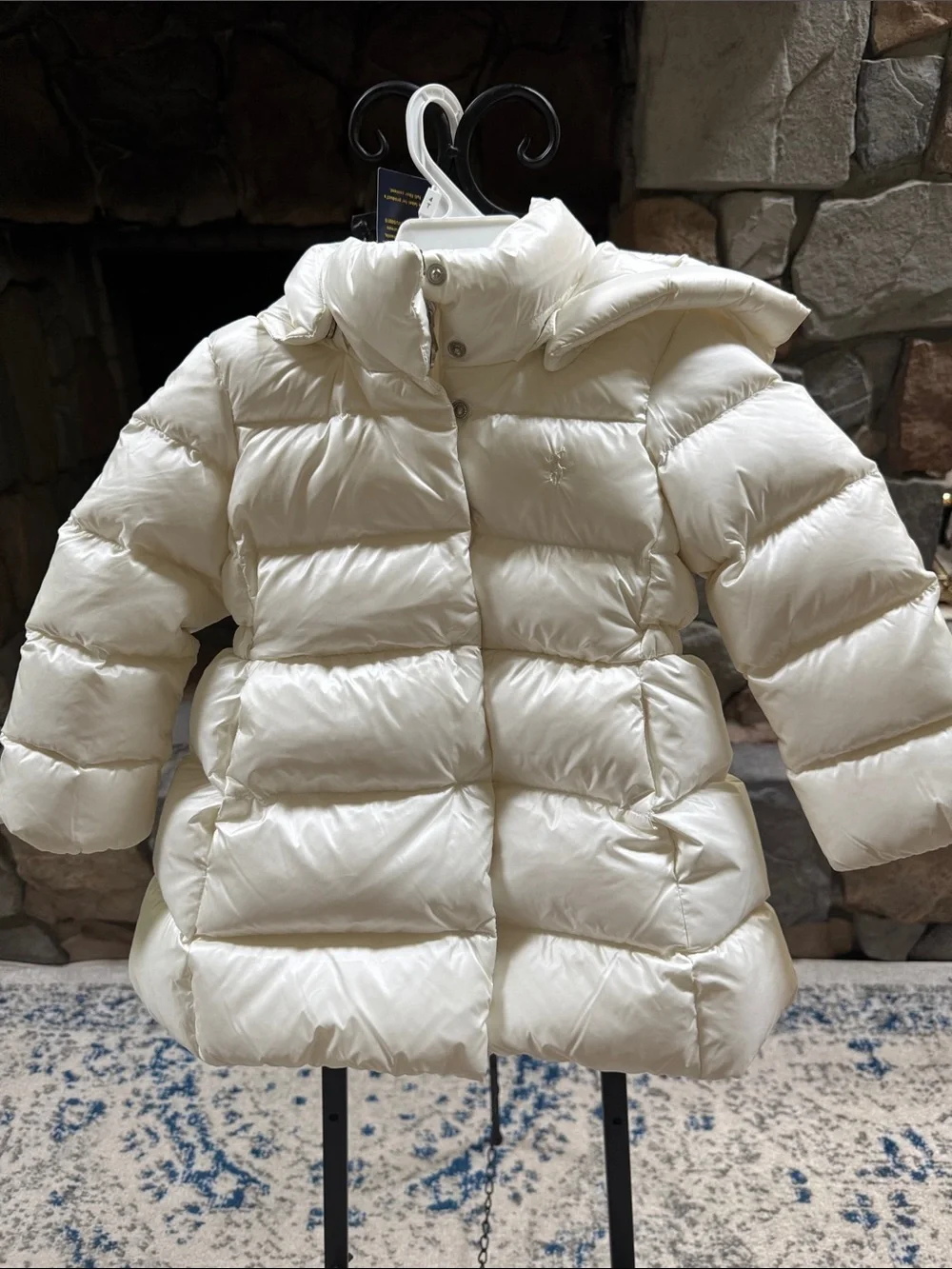 Polo by Ralph Lauren Cream Quilted Puffer Coat for Kids